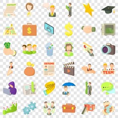 Business career icons set. Cartoon style of 36 business career vector icons for web for any design