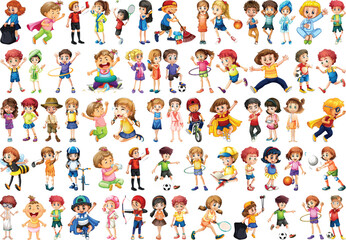 Set of kid character