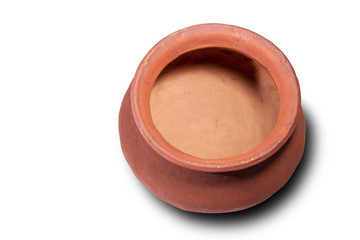 Clay pot on white background