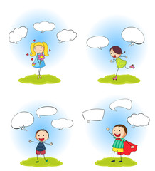 Set of people with speech balloon