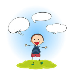 Doodle boy with speech balloon