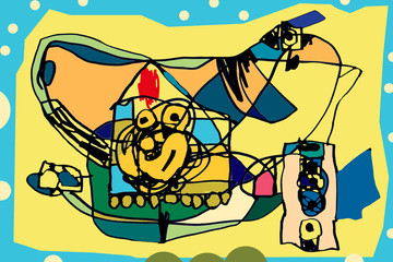 Multi-wheeled trailer in the Gobi Desert