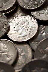 Naklejka premium Quarter dollar coins