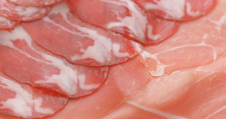 Salami and sliced ham