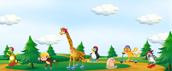 Obraz premium Group of animal playing at the park