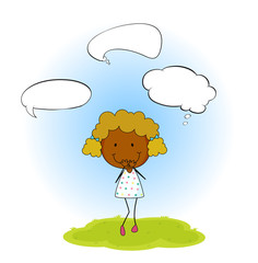 A girl with speech balloon