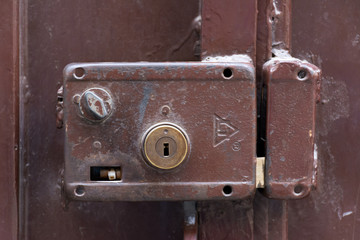 Ancient automatic broken rusted Lock