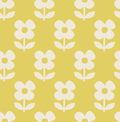 seamless pattern with stylized flowers in scandinavian style