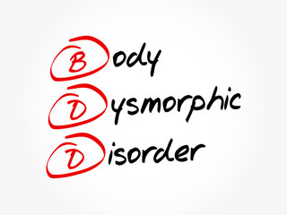 BDD - Body Dysmorphic Disorder acronym, health concept background