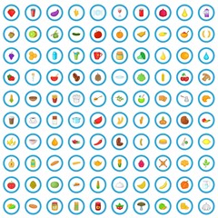 100 vegetarian icons set in cartoon style for any design vector illustration