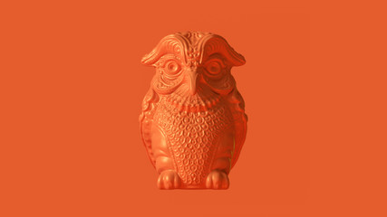 Orange Owl Greek Goddess Athena's Legendary Owl Bubo 3d illustration 3d render