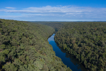 Fototapeta na wymiar The Nepean River flowing through Fairlight Gorge in New South Wales, Australia.