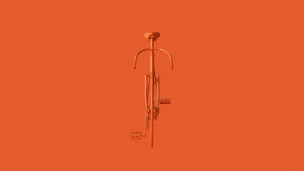 Orange Fixed Gear Racing Bike Front View 3d illustration 3d render
