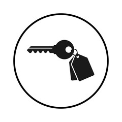 Key icon in black circle with keychain