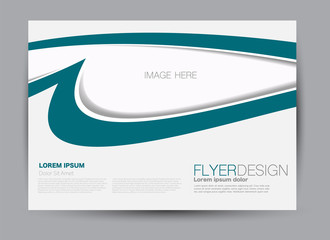 Landscape wide flyer template. Billboard banner abstract background design. Business, education, presentation, advertisement concept. Blue color. Vector illustration.