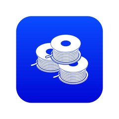Coil for d printer icon blue vector isolated on white background