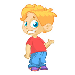 Funny cartoon teenager boy standing illustration