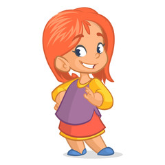 Cute happy cartoon girl illustration isolated