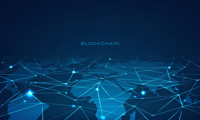 Blockchain technology concept block chain database data cryptocurrency business security mining background