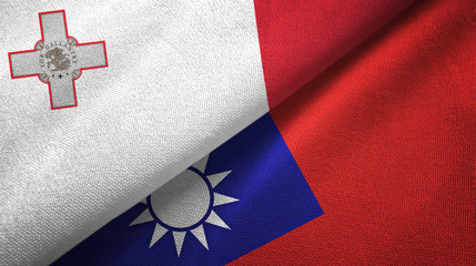 Malta and Taiwan two flags textile cloth, fabric texture