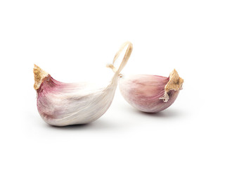 Garlic on white background