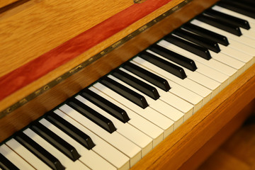 black and white keys on the old piano