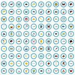 100 veterinary exploration icons set in flat style for any design vector illustration