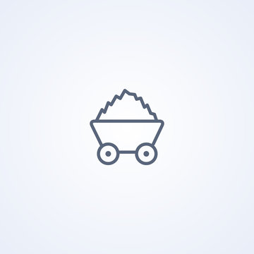 Mine Cart, Vector Best Gray Line Icon