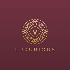 Premium and luxury letter V logo icon vector design. Luxurious jewelry frame gem edge logotype.