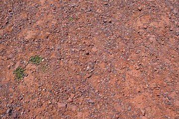 Soil of red clay and red rock near the Atlas Mountains in Morocco