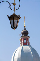 lantern lighting on the background of the dome of the Orthodox Church
