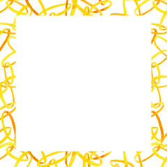 Watercolor interlocking chains square frame. Hand drawn illustration with golden rings with place for text on white background