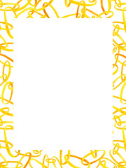 Watercolor interlocking chains rectangular frame. Hand drawn illustration with golden rings with place for text on white background