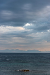 Dramatic Cloudy, Windy Morning on the Southern Mediterranean Sea in Italy
