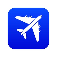 Passenger airliner icon digital blue for any design isolated on white vector illustration