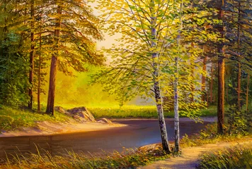Foto op Plexiglas Oil painting landscape © serge-b