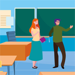 teachers couple in the classroom characters