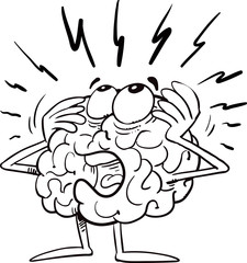 Brain activity concept. Vector illustration in flat line style. Brain in the human head
