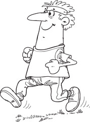 cartoon man jogging