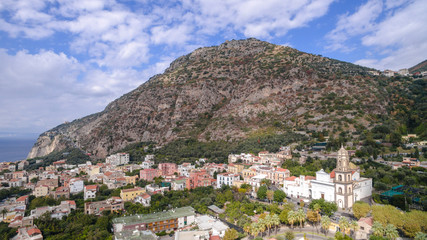 aerial view of Sorrento, Meta in Italy in a beautiful summer day, concept travel tour mountains road