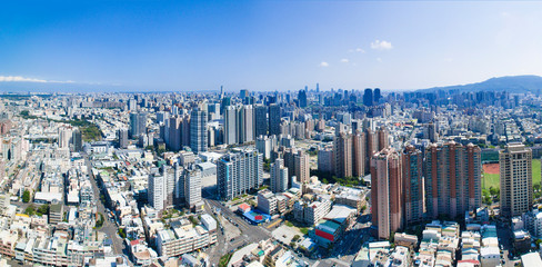 Aerial view of kaohsiung city. Taiwan.