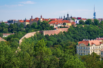 Obraz premium Blick auf Prag vom Vyesehradpark aus