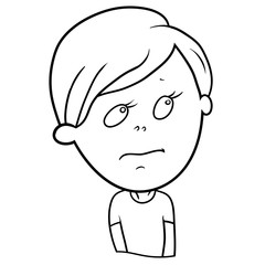 Funny cartoon characters of boys, expression of emotions and mood, portrait, children's book for painting, vector illustration