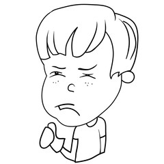 Funny cartoon characters of boys, expression of emotions and mood, portrait, children's book for painting, vector illustration