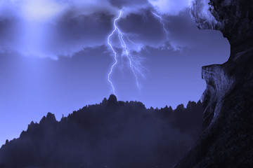 lightnings and thunder bold strike at summer storm