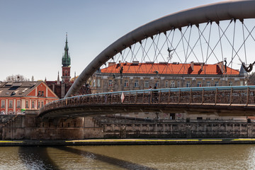 Vistula Boulevards and Bernatka footbridge in Krakow