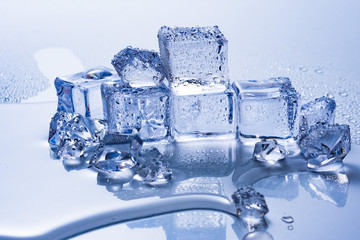 ice cubes on white background