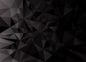 Low poly black dark-grey abstract background, polygonal shapes background triangles mosaic, for web and print