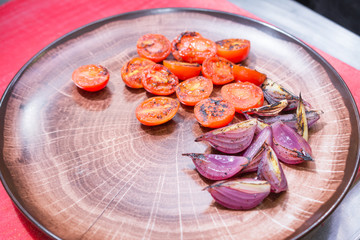 Fried onion in oil