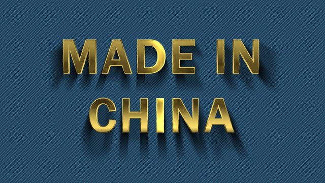 Animation gold letters and blue background collecting from particles - Made in China